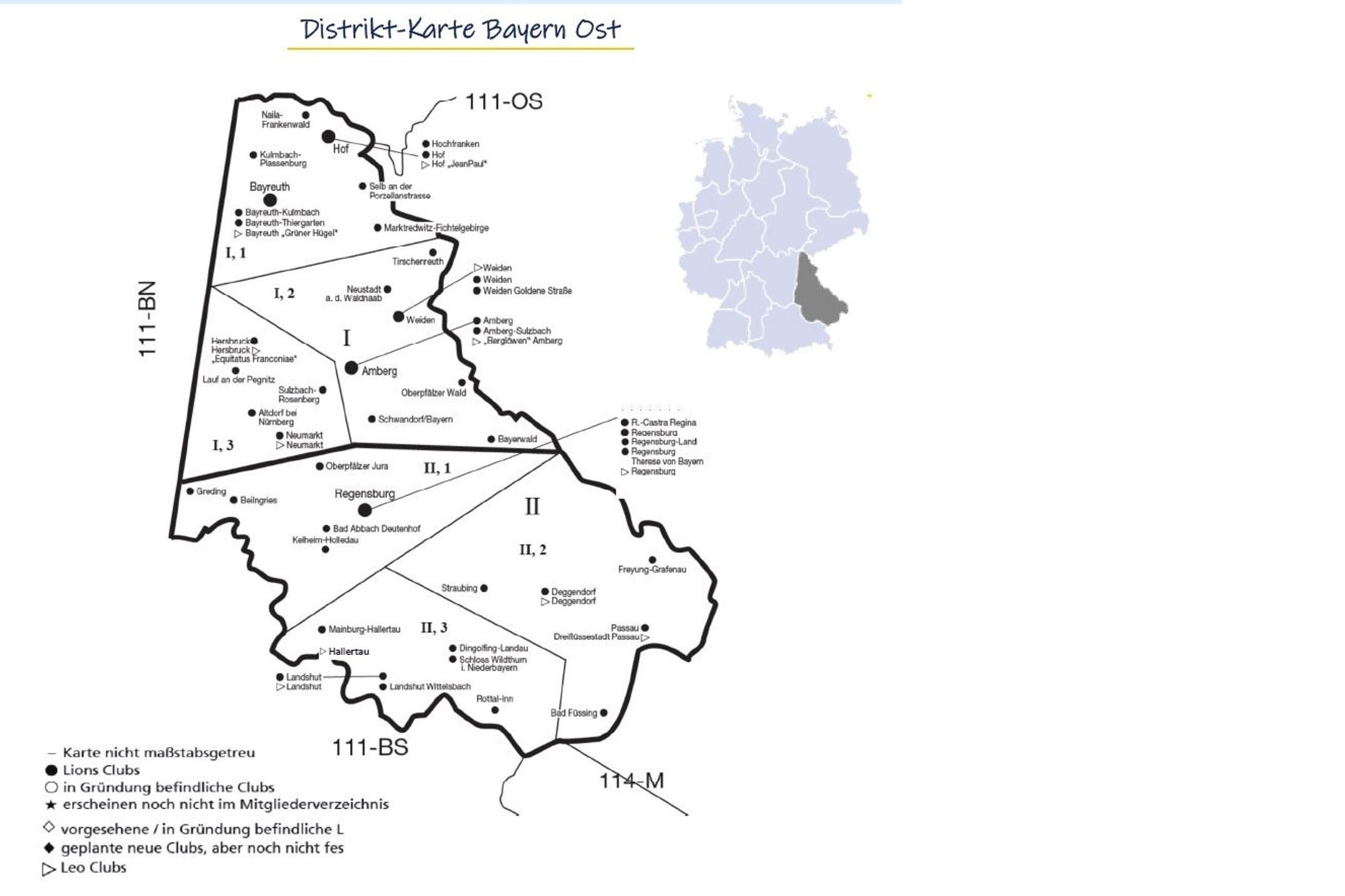 Zonenübersicht Distrikt Bayern-Ost